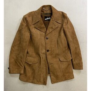 Vintage Windbreaker By Van Heusen Suede Leather Jacket Men's Size 40 Brown